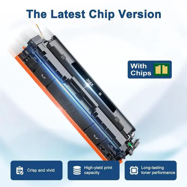 Alt view image 5 of 5 - 305X Toner Cartridge 4 Pack (with Chip) Compatible for HP 305X 305A | Replacement for HP Color Laser Jet Pro 400 Color MFP M451dn M451dw M451nw M475dn M475dw M375nw (Black/Cyan/Magenta/Yellow)