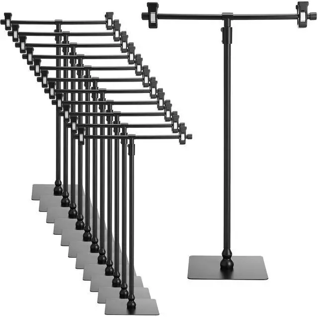 Main image of 12 Pack Adjustable Poster Stands for Display Metal Table Top Banner Stand T Shaped Poster Hanger Holder for Display Hanging Business Advertising Sign Holder for Indoor Outdoor Counter Wedding