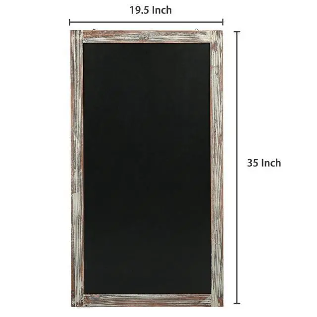 Alt view image 5 of 6 - 35-Inch Wall-Mounted Chalkboard Sign, Vertical/Horizontal Hanging Torched Wood Frame Erasable Message Board