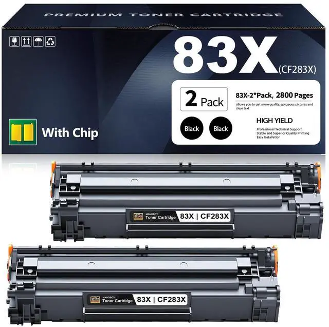 Main image of 83X CF283X 83A Toner Cartridge Black High Yield MFP M125nw (2-Pack) | Replacement for HP 83X 83A Black Laserjet Toner Cartridge CF283A MFP M125nw M201dw M225dw M255dn M201n M127fw M127fn M125a