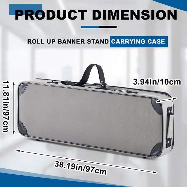 Alt view image 3 of 6 - 38 Inch Padded Retractable Banner Carrying Case for Trade Show Roll up Banner Stands with Handles Shoulder Strap and Grey Interior for Trade Show Traveling