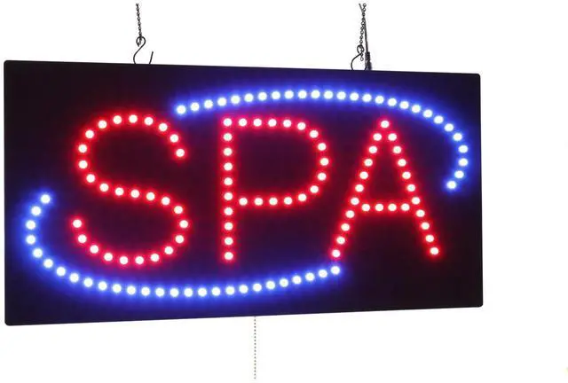 Main image of SPA Sign, 24"x12", 60x30cm, LED, Neon, Florescent, Signage, Signboard, Display, Billboard, Screen, Grand Opening, Gift