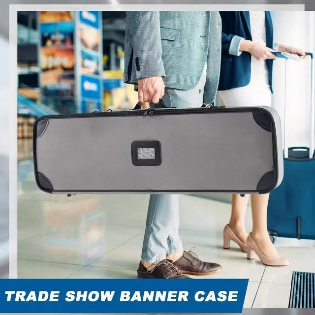 Alt view image 5 of 6 - 38 Inch Padded Retractable Banner Carrying Case for Trade Show Roll up Banner Stands with Handles Shoulder Strap and Grey Interior for Trade Show Traveling