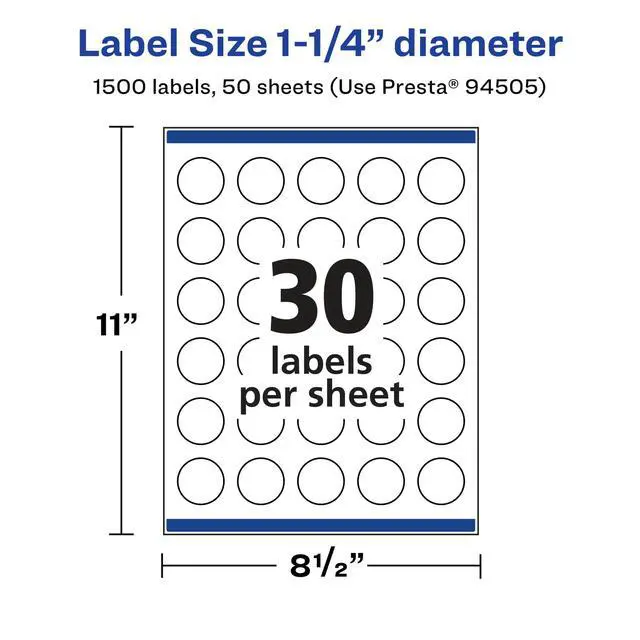 Alt view image 5 of 6 - ® Glossy Clear Round Labels, Sure Feed® Technology, 1.25" Diameter, 1,500 Glossy Clear Labels, Print-to-The-Edge, Laser/Inkjet Printable