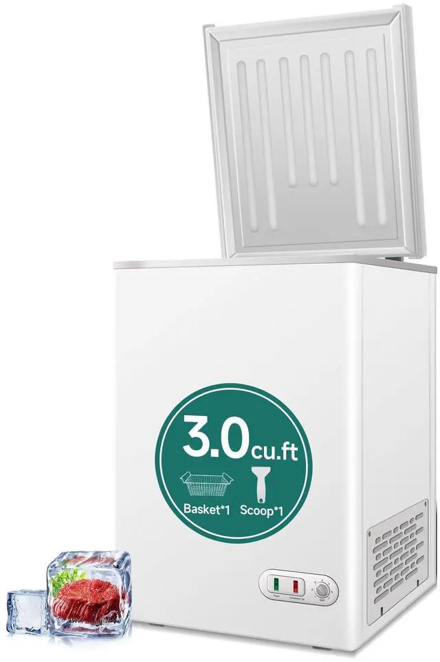 Main image of 3.5 Cubic Feet Chest Freezer (-9.4°F to 5 °F) with Removable Basket, Adjustable Temperature, White
