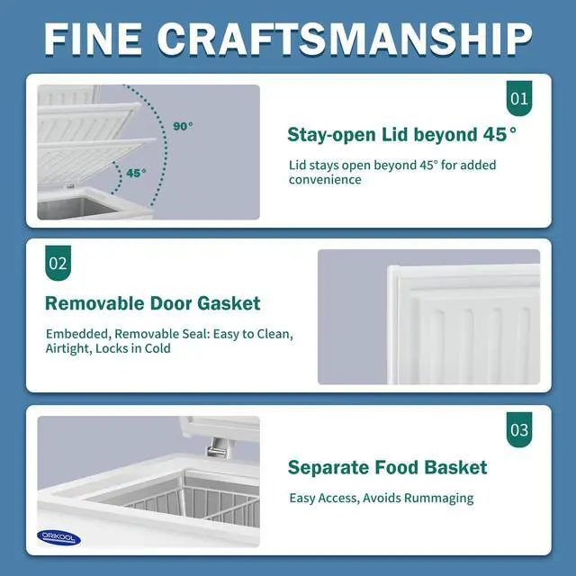 Alt view image 5 of 6 - 3.5 Cubic Feet Chest Freezer (-9.4°F to 5 °F) with Removable Basket, Adjustable Temperature, White
