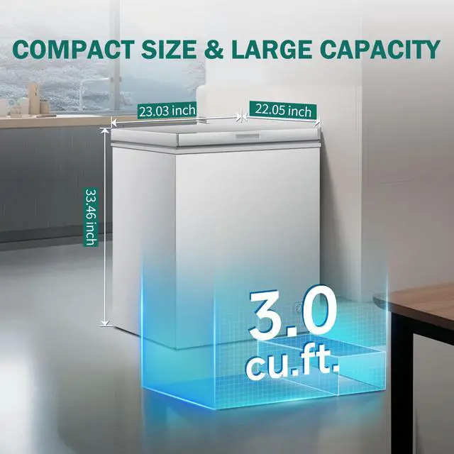 Alt view image 3 of 6 - 3.5 Cubic Feet Chest Freezer (-9.4°F to 5 °F) with Removable Basket, Adjustable Temperature, White