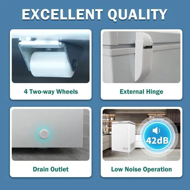 Alt view image 6 of 6 - 3.5 Cubic Feet Chest Freezer (-9.4°F to 5 °F) with Removable Basket, Adjustable Temperature, White