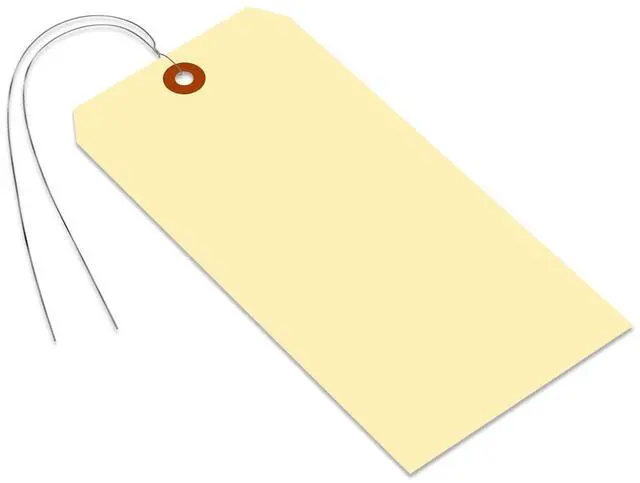 Main image of (1000-Pack) Blank Manila Tags with Wire - 6.25 x 3.125 inch (Size-10), 10pt Thick Prewired Cardstock Tags, Paper Hang Tags with Reinforced Fiber Patch