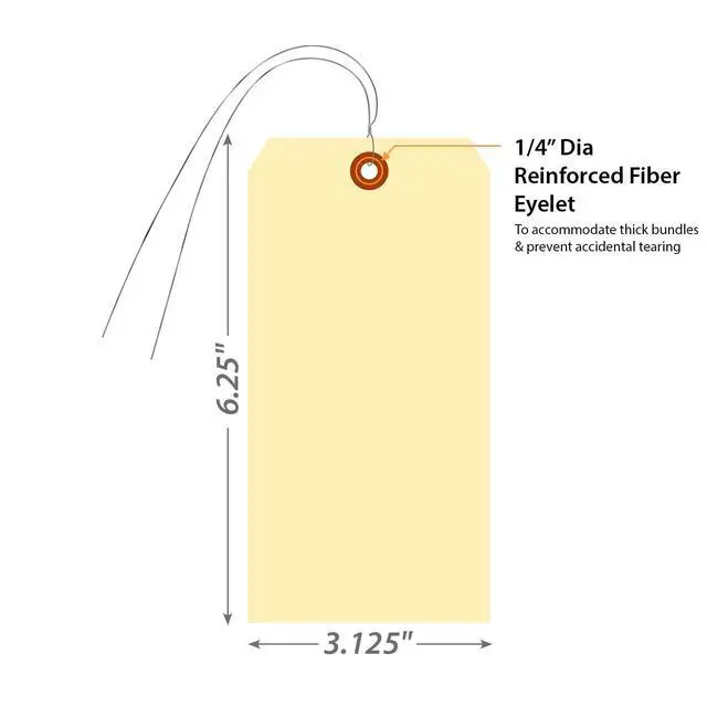 Alt view image 5 of 6 - (1000-Pack) Blank Manila Tags with Wire - 6.25 x 3.125 inch (Size-10), 10pt Thick Prewired Cardstock Tags, Paper Hang Tags with Reinforced Fiber Patch