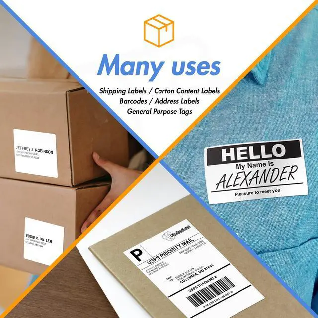 Alt view image 6 of 7 - Direct Thermal Labels, 1.5" x 1.5", 20 Rolls, 900/Roll | 1" Core, Compatible with Rollo & Zebra Desktop Printers, All Purpose QR Barcode Address, Adhesive, Perforated