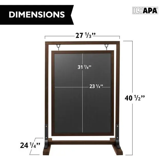 Alt view image 2 of 7 - Natural Wood Double Sided Swinging Chalkboard Sidewalk Sign | 30 x 40 Inch, Magnetic A-Frame Design, Menu Board & Sandwich Board Sign