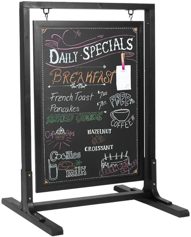 Main image of Black Double Sided Swinging Chalkboard Sidewalk Sign, 30 x 40 Inch | Magnetic A-Frame Design, Menu Board & Sandwich Board Sign