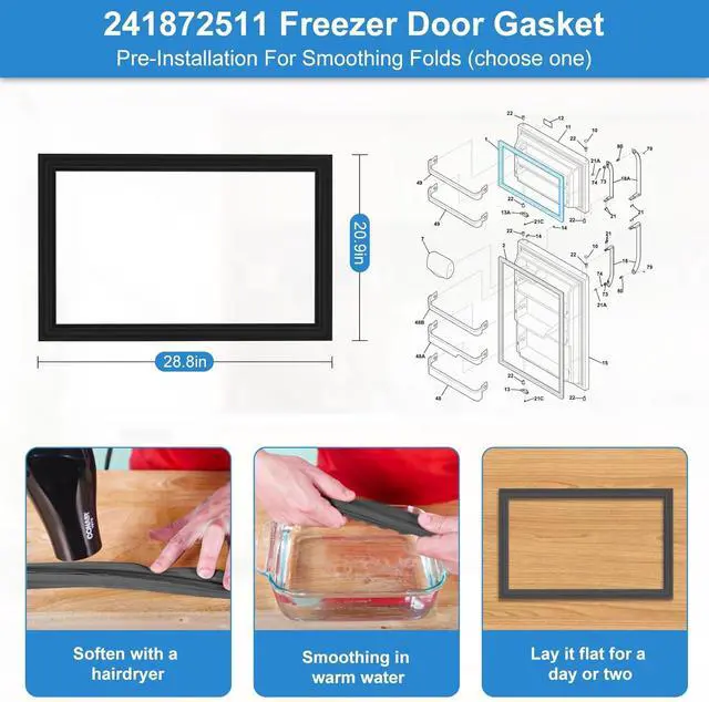 Alt view image 2 of 7 - Upgraded 242193211 241872511 Refrigerator Door Gasket Compatible with Frigidaire Freezer Door Gasket 240514611 PS7784008 LFHT2117NF4 3016408 Freezer Door Seal For Kenmore Refrigerator Door Gasket Seal