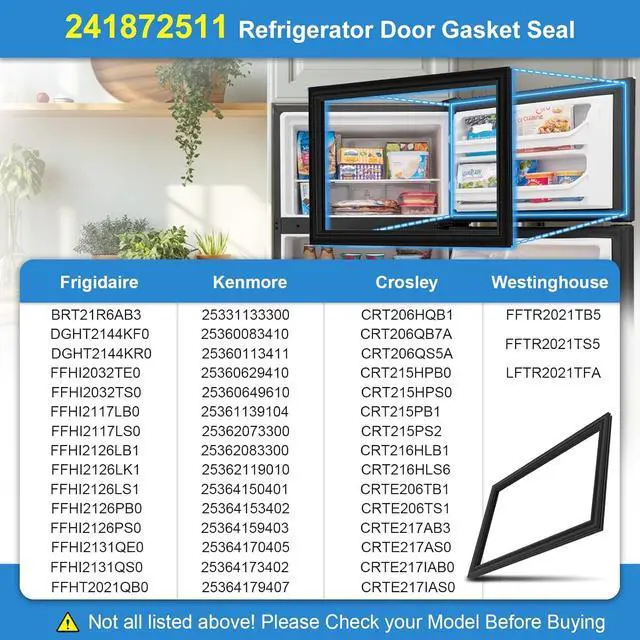 Alt view image 5 of 7 - Upgraded 242193211 241872511 Refrigerator Door Gasket Compatible with Frigidaire Freezer Door Gasket 240514611 PS7784008 LFHT2117NF4 3016408 Freezer Door Seal For Kenmore Refrigerator Door Gasket Seal
