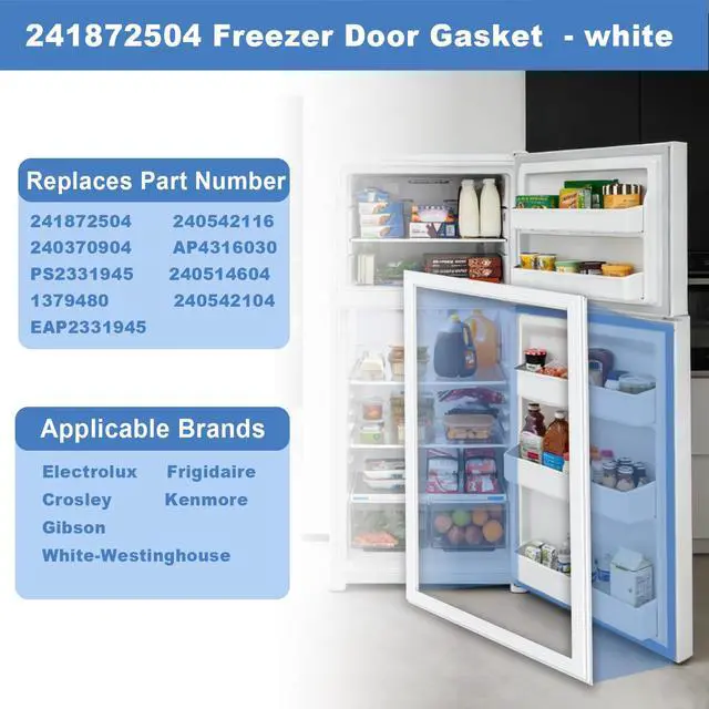 Alt view image 4 of 7 - Upgrade 241872504 Refrigerator Door Gasket,Compatible with Electrolux Frigidaire Crosley Kenmore Gibson White-Westinghouse Fridge, Freezer Door Seal Replaces 240542116 240370904, 40.75"x26.77" White