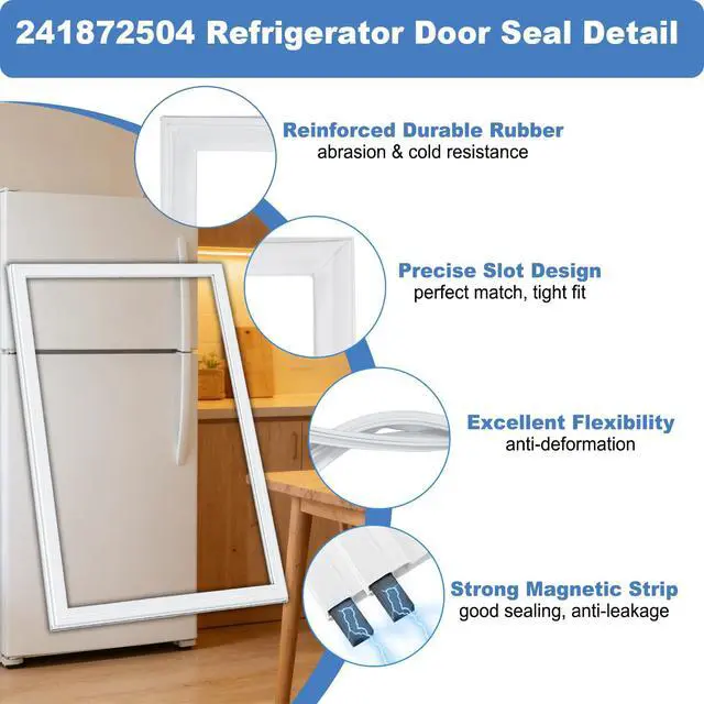 Alt view image 5 of 7 - Upgrade 241872504 Refrigerator Door Gasket,Compatible with Electrolux Frigidaire Crosley Kenmore Gibson White-Westinghouse Fridge, Freezer Door Seal Replaces 240542116 240370904, 40.75"x26.77" White