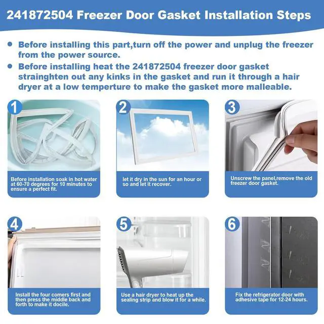 Alt view image 6 of 7 - Upgrade 241872504 Refrigerator Door Gasket,Compatible with Electrolux Frigidaire Crosley Kenmore Gibson White-Westinghouse Fridge, Freezer Door Seal Replaces 240542116 240370904, 40.75"x26.77" White
