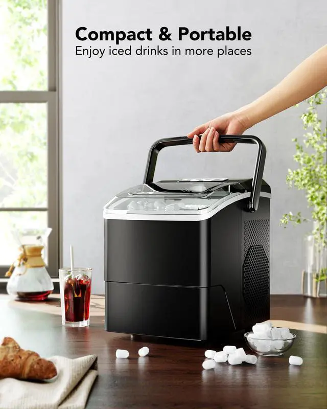 Alt view image 3 of 7 - Ice Makers Countertop - Ice Maker Machine 6 Mins 9 Bullet Ice, 26 Lbs/24 Hrs, Portable Countertop Ice Maker with Self Cleaning Function, Ice Maker for Home/Kitchen/Party, Black