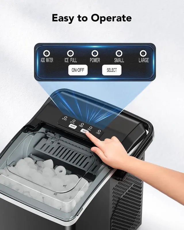 Alt view image 6 of 7 - Ice Makers Countertop - Ice Maker Machine 6 Mins 9 Bullet Ice, 26 Lbs/24 Hrs, Portable Countertop Ice Maker with Self Cleaning Function, Ice Maker for Home/Kitchen/Party, Black