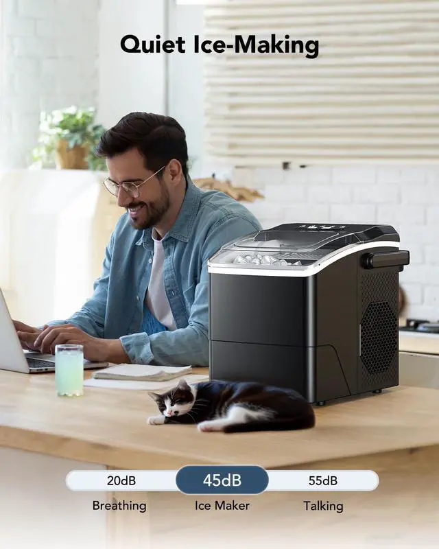 Alt view image 7 of 7 - Ice Makers Countertop- Ice Maker Machine 6 Mins 9 Bullet Ice, 26 Lbs/24 Hrs, Portable Countertop Ice Maker with Self Cleaning Function, Ice Maker for Home/Kitchen/Party, 11.65"Dx9.37"Wx11.42"H, Black
