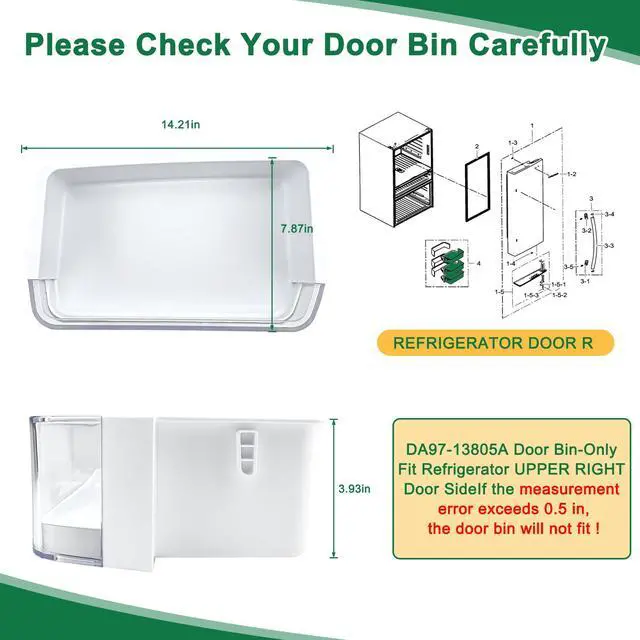 Alt view image 2 of 7 - DA97-13805A Door Shelf Bin Compatible with samsung RF23HSESBSR, RF24FSEDBSR, RF28HMEDBBC, etc, Part Number: 3553708,AP5798292, PS8762447, EAP8762447