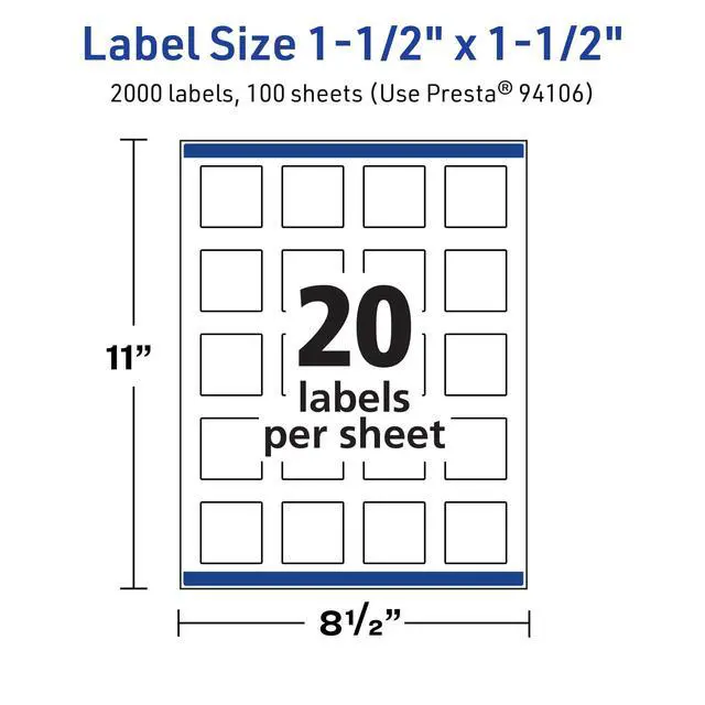 Alt view image 5 of 7 - TrueBlock Matte White Square Labels, Sure Feed Technology, 1.5" x 1.5", 2,000 Matte White Labels, Print-to-The-Edge, Laser/Inkjet Printable, Great for Packaging and Product Merchandising