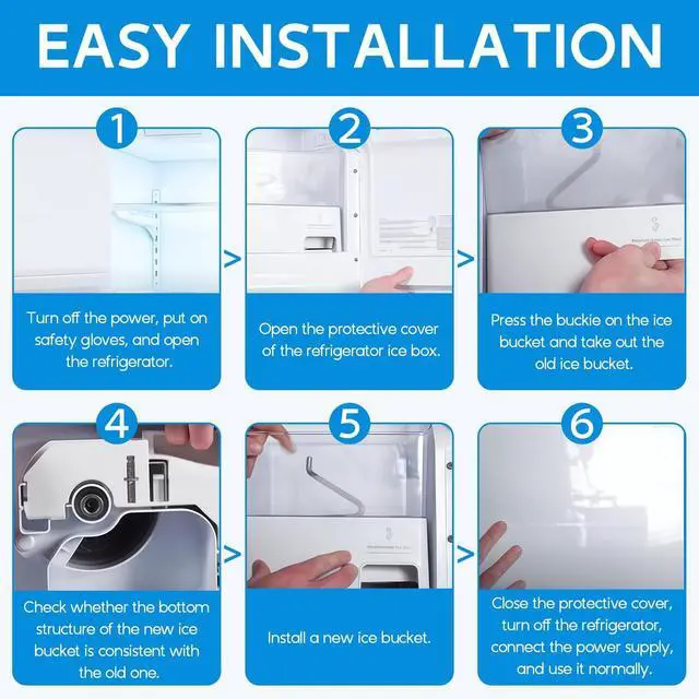 Alt view image 6 of 7 - Upgraded WPW10347093 Refrigerator Ice Bin Fit for Whirlpool Ice Bucket Replacement, W10347093 Removable Ice Container for Whirlpool Ice Maker Replacement for Maytag, Jenn-Air WRF736SDAM