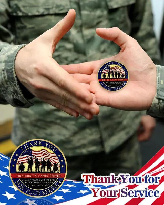 Alt view image 6 of 7 - 50Pcs Military Challenge Coins Set, Veteran Honor Coins | Thank You for Your Service, Military Appreciation Gifts for Men & Women, Service Recognition, Bulk Veterans Day Gifts