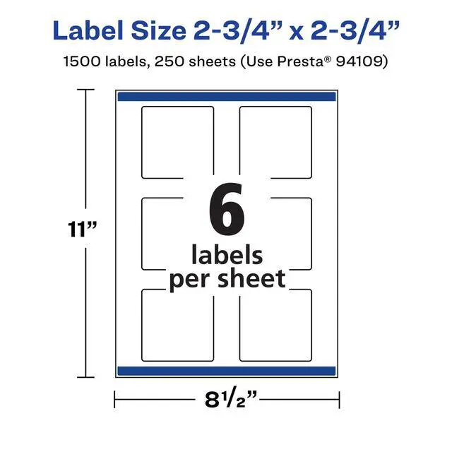 Alt view image 5 of 7 - ® Matte White Square Labels, Sure Feed® Technology, 2.75" x 2.75", 1,500 Matte White Printable Labels