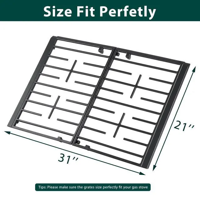Alt view image 2 of 7 - W11394363 Burner Grates Stove Replacement Parts for Whirlpool Gas Stove Range Grate Kit Cast Iron Whirlpool WFG540H0ES0 WFG540H0AS1 WFG540H0ES1 Cooktop Surface Wok Stovetop Oven Grates 2 Pcs