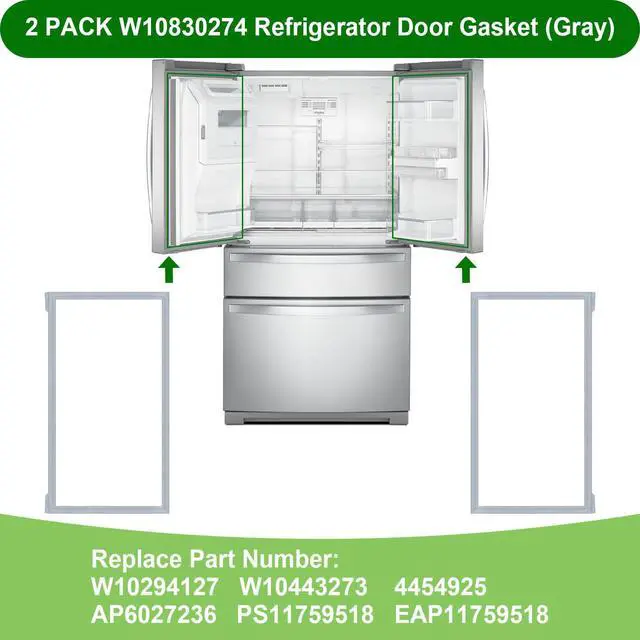 Alt view image 3 of 7 - 2 Pack W10830274 Refrigerator Door Gasket Compatible with Whirlpool Freezer | Fits for KitchenAid,Maytag,Jenn Air Refrigerator Door Seal,Replace W10294127,W10443273,4454925,PS11759518,AP6027236 (GRAY)