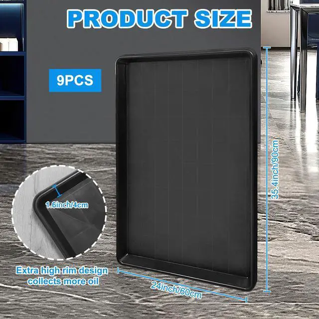 Alt view image 2 of 7 - 9Pcs Extra Large Auto Oil Drip Pan- 35.4 x 24 x1.6 Inches Oil Drip Tray for Under Car Plastic Oil Tray,Oil Catch Pan Replacement Tray to Keep Garage Floor Show Room Driveway Safe and Clean