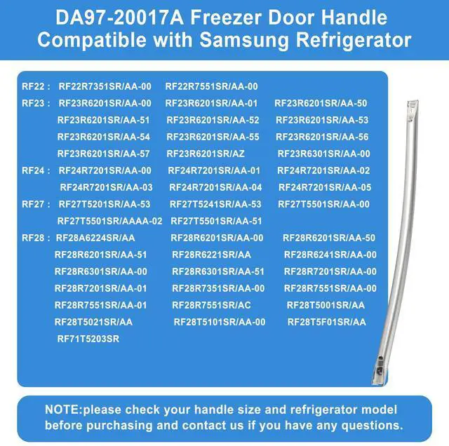 Alt view image 3 of 7 - DA97-20017A Freezer Door Handle Compatible with Samsung Refrigerator | Fit for Fridge RF24R7201SR RF23R6201SR RF23R6301SR RF28R7351SR RF27T5241SR The Outer Handle Of The Bottom Freezer Drawer