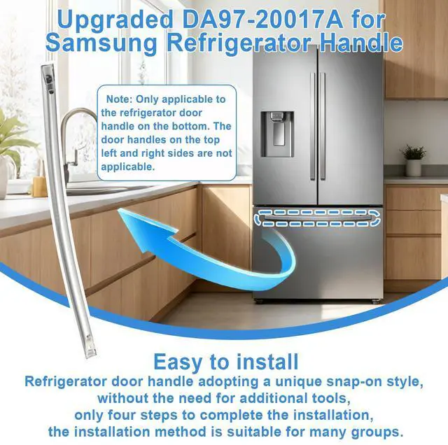 Alt view image 4 of 7 - DA97-20017A Freezer Door Handle Compatible with Samsung Refrigerator | Fit for Fridge RF24R7201SR RF23R6201SR RF23R6301SR RF28R7351SR RF27T5241SR The Outer Handle Of The Bottom Freezer Drawer