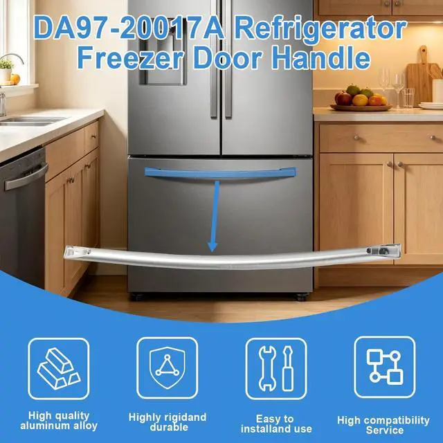 Alt view image 6 of 7 - DA97-20017A Freezer Door Handle Compatible with Samsung Refrigerator | Fit for Fridge RF24R7201SR RF23R6201SR RF23R6301SR RF28R7351SR RF27T5241SR The Outer Handle Of The Bottom Freezer Drawer