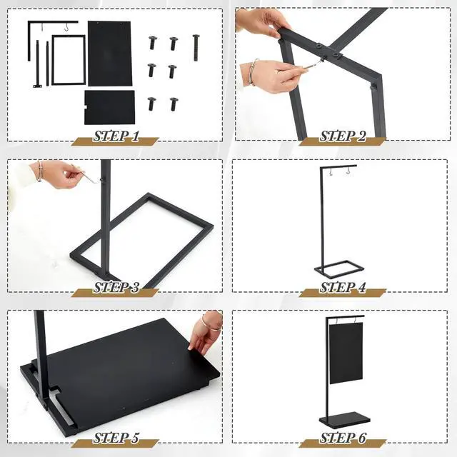 Alt view image 4 of 6 - Chalkboard Sign with Metal Base 18 x 43 Double Sided Hanging Sidewalk Chalk Sign Message Hanging Chalkboard Sign Menu Sandwich Board Signs Outdoor for Restaurant, Business, Cafe, Wedding