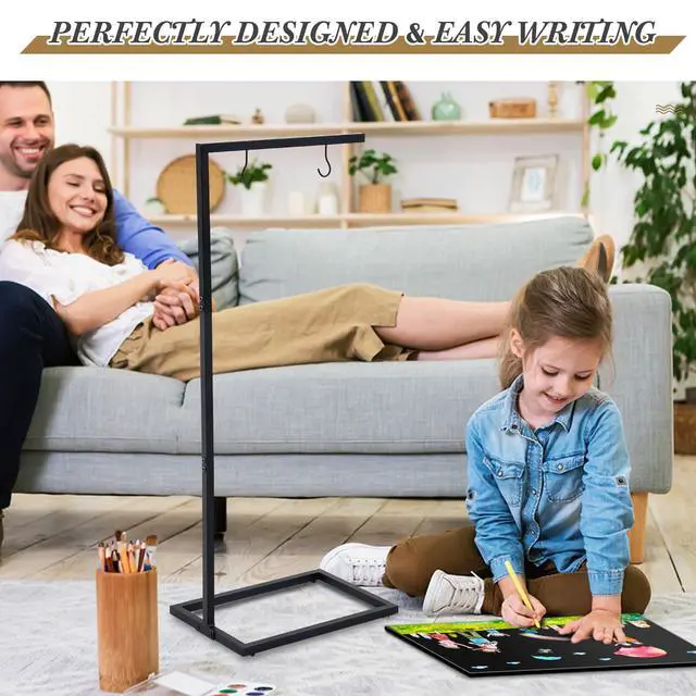 Alt view image 5 of 6 - Chalkboard Sign with Metal Base 18 x 43 Double Sided Hanging Sidewalk Chalk Sign Message Hanging Chalkboard Sign Menu Sandwich Board Signs Outdoor for Restaurant, Business, Cafe, Wedding