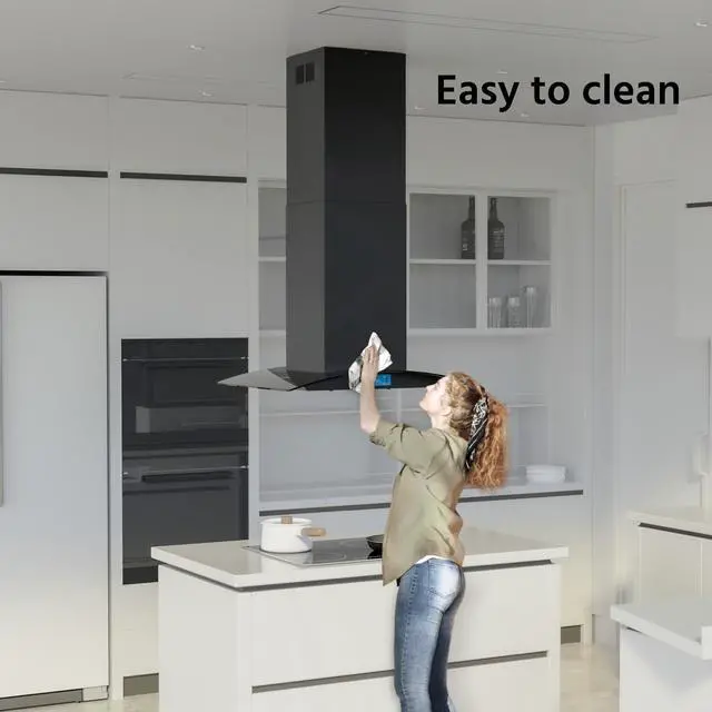 Alt view image 7 of 7 - Island Range Hood Chimney Extension, Black Ceiling-Mounted Duct Cover, Fits Models FGS-UBI02G75CC and FGS-UBI02G90CC Stainless Steel Accessory FGS-TI02B-ZST