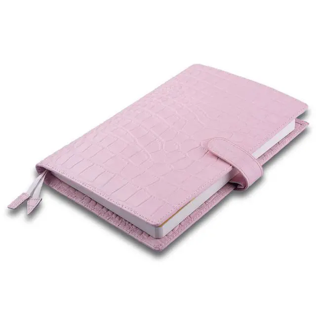 Alt view image 4 of 6 - Genuine Leather a5 Planner Cover Personal Organizer, Compatible with Stalogy Hobonichi A5 Size Planner Notebooks (Croco-Pink)