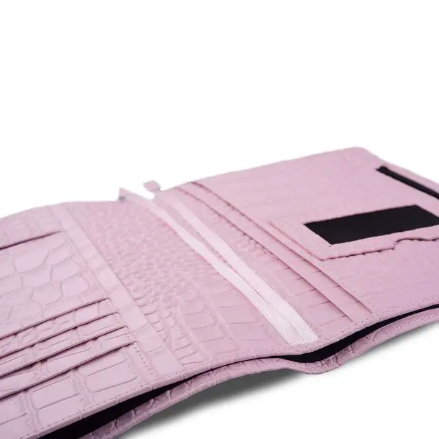 Alt view image 5 of 6 - Genuine Leather a5 Planner Cover Personal Organizer, Compatible with Stalogy Hobonichi A5 Size Planner Notebooks (Croco-Pink)