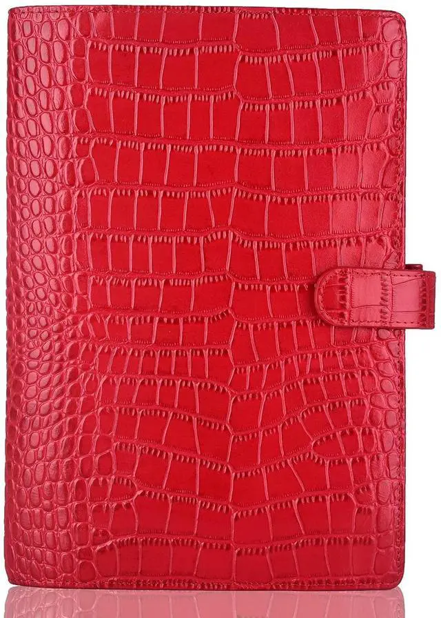 Main image of Genuine Leather a5 Planner Cover Personal Organizer, Compatible with Stalogy Hobonichi A5 Size Planner Notebooks (Croco-Red)