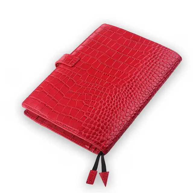Alt view image 6 of 6 - Genuine Leather a5 Planner Cover Personal Organizer, Compatible with Stalogy Hobonichi A5 Size Planner Notebooks (Croco-Red)