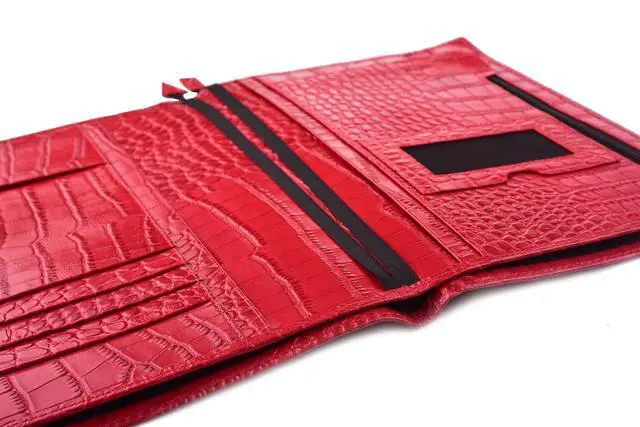 Alt view image 5 of 6 - Genuine Leather a5 Planner Cover Personal Organizer, Compatible with Stalogy Hobonichi A5 Size Planner Notebooks (Croco-Red)