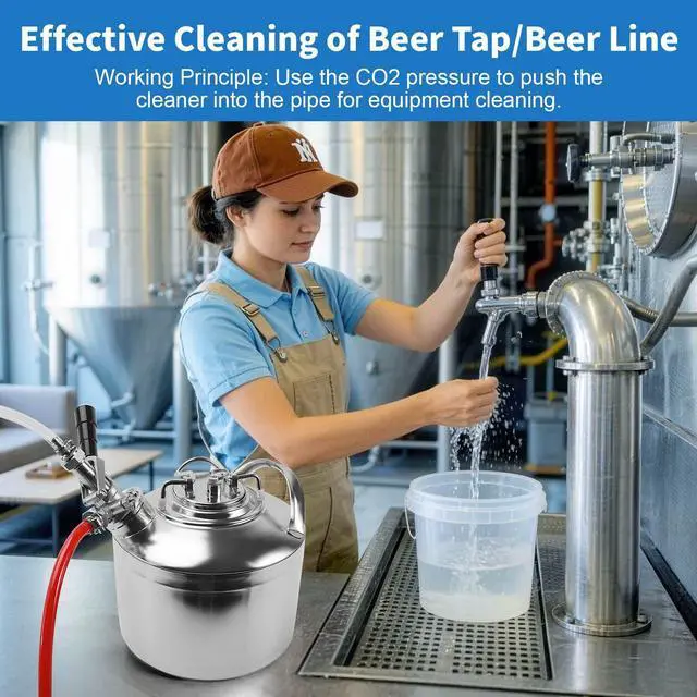 Alt view image 4 of 6 - 1.6 Gallon Stainless Beer Line Cleaning Keg Kegerator Line Cleaning Kit with 1 D Spears for D Coupler Mount, Efficient Keg Line Beer Line Cleaning Kit with Portable Handle for 1 HomeBrew Systems (6L)