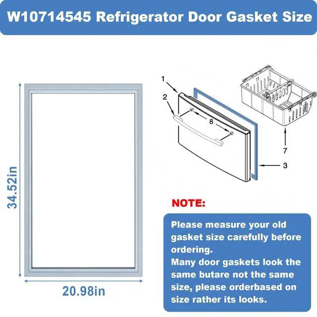 Alt view image 2 of 7 - Upgraded W10714545 Refrigerator Freezer Door Gasket Compatible With Whirlpool Maytag Kenmore Jenn-Air KitchenAid Amana Fridge Seal, Replaces WPW10714545, W10191103, W10443322, 3377744, 20.98 x 34.52"