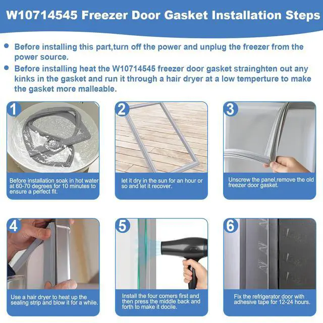 Alt view image 5 of 7 - Upgraded W10714545 Refrigerator Freezer Door Gasket Compatible With Whirlpool Maytag Kenmore Jenn-Air KitchenAid Amana Fridge Seal, Replaces WPW10714545, W10191103, W10443322, 3377744, 20.98 x 34.52"