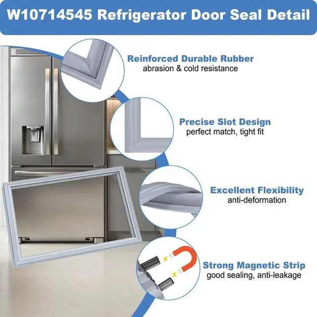 Alt view image 6 of 7 - Upgraded W10714545 Refrigerator Freezer Door Gasket Compatible With Whirlpool Maytag Kenmore Jenn-Air KitchenAid Amana Fridge Seal, Replaces WPW10714545, W10191103, W10443322, 3377744, 20.98 x 34.52"