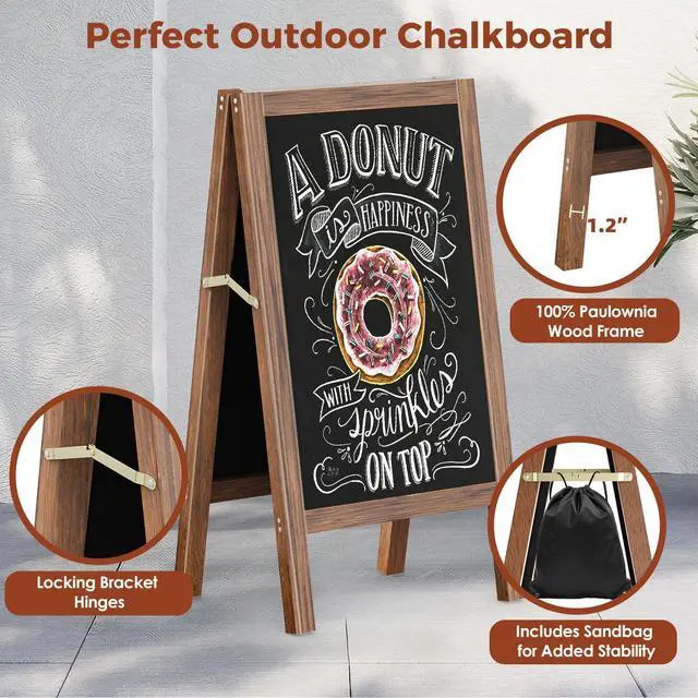 Alt view image 5 of 7 - Solid Wood A Frame Chalkboard Sign 40"x20", Magnetic Double Sided Sandwich Board, Upgraded Reinforced Support Stable Sidewalk Sign with 8 Liquid Chalk for Cafe Restaurant Wedding Home Business