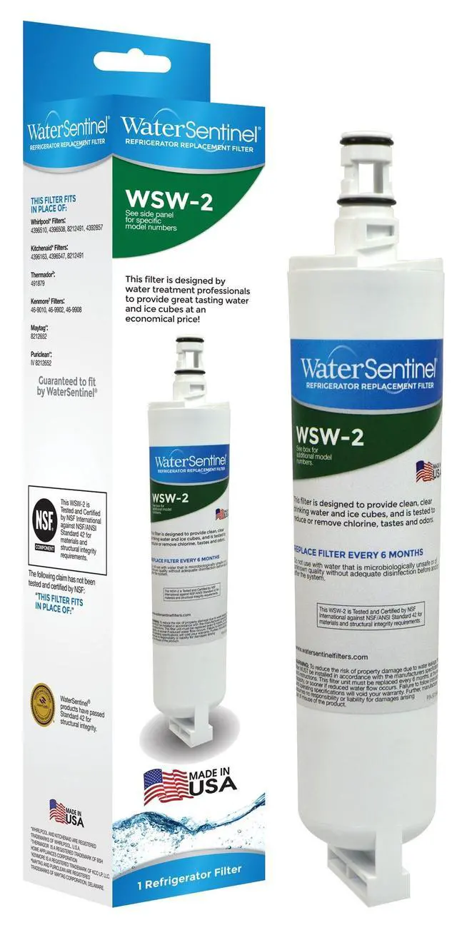 Alt view image 3 of 5 - WSW-2 Refrigerator Replacement Filter Fits Whirlpool Filter 5, Kitchenaid, Thermador, Kenmore, Maytag, Puriclean (3-Pack)